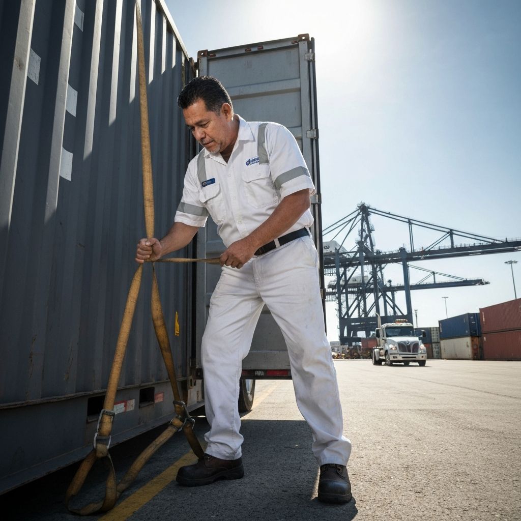 Professional truck driver loading cargo at Port Newark - In Time Logistics Inc freight handling services